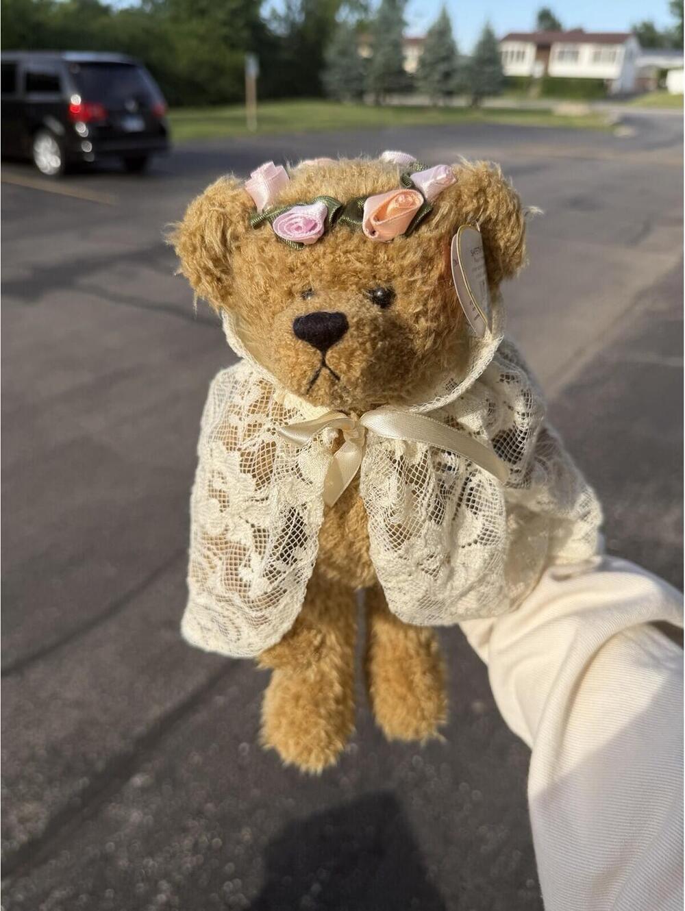 Ty Attic Treasures Eve Bear Plush Teddy Bear Lace Shawl Roses‎ Tag 10” Vintage